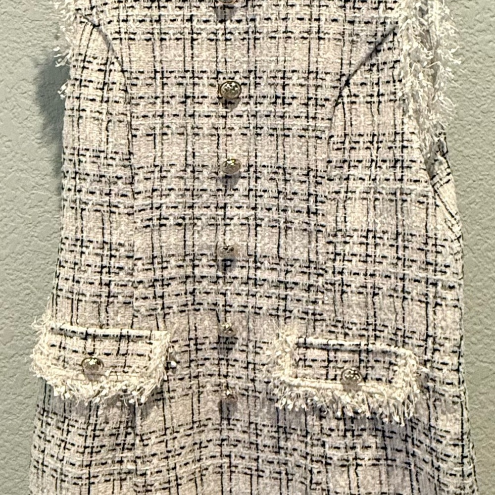 Chic Black and White Tweed Mini Dress